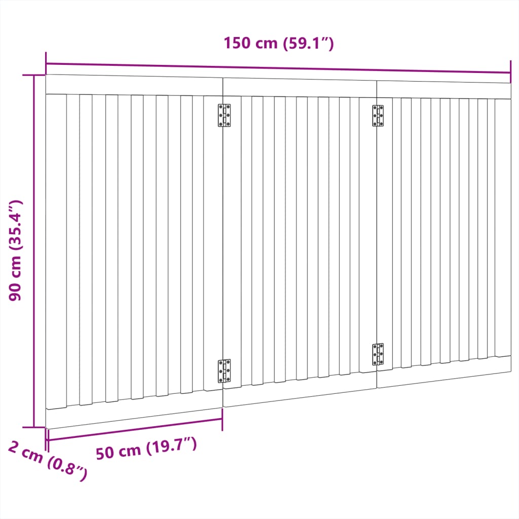 Dog Gate Foldable 3 Panels 150 cm Poplar Wood