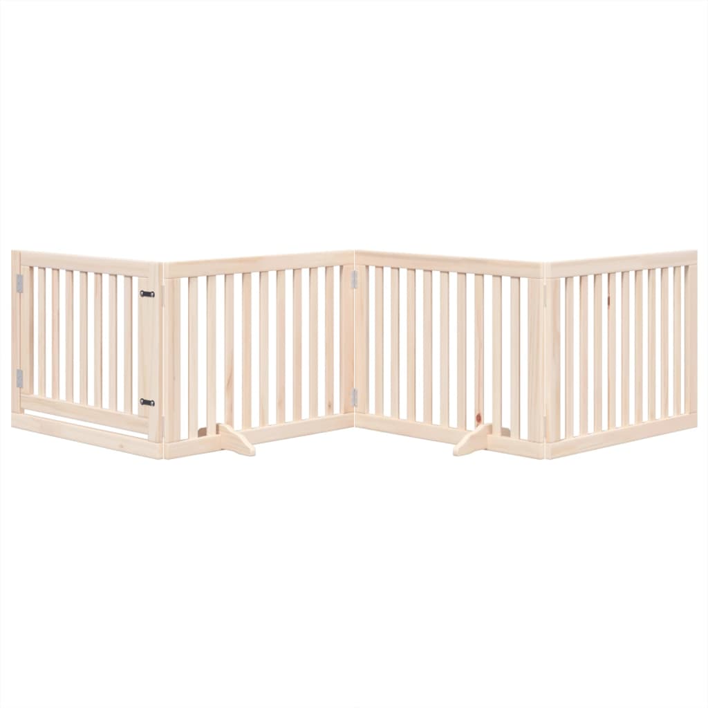 Dog Gate with Door Foldable 4 Panels 320 cm Poplar Wood