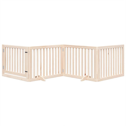 Dog Gate with Door Foldable 4 Panels 320 cm Poplar Wood