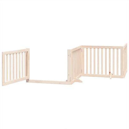 Dog Gate with Door Foldable 4 Panels 320 cm Poplar Wood