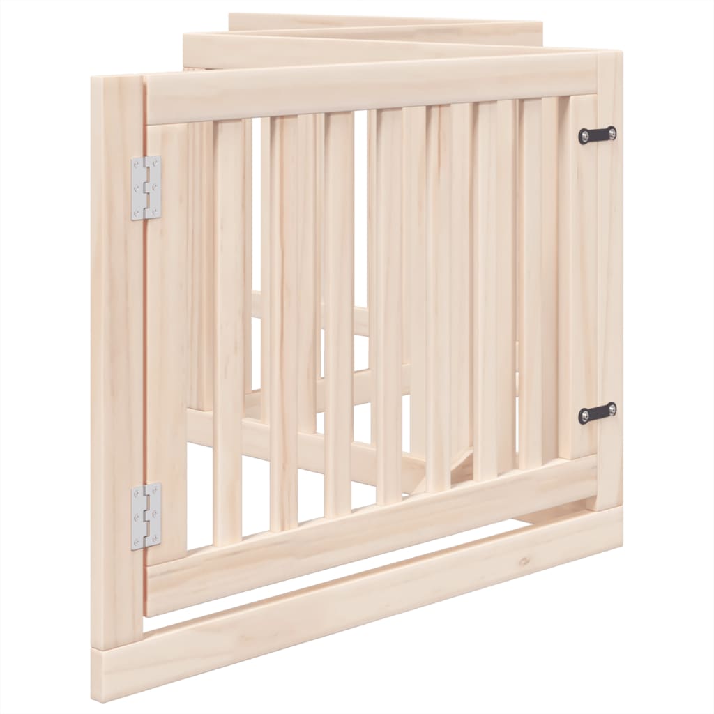 Dog Gate with Door Foldable 4 Panels 320 cm Poplar Wood