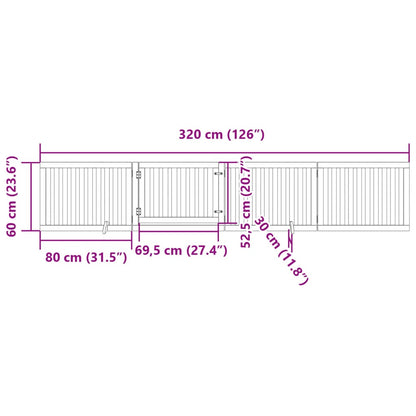 Dog Gate with Door Foldable 4 Panels 320 cm Poplar Wood