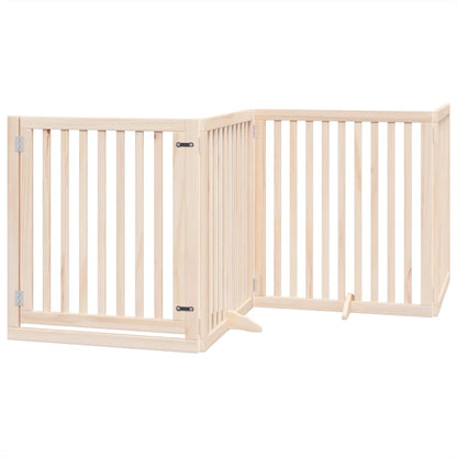 Dog Gate with Door Foldable 4 Panels 320 cm Poplar Wood