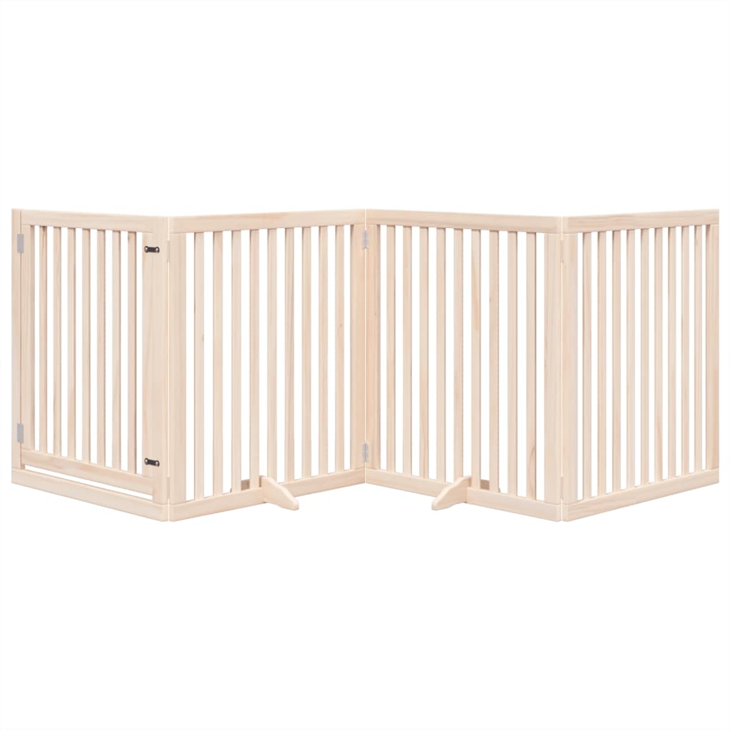 Dog Gate with Door Foldable 4 Panels 320 cm Poplar Wood