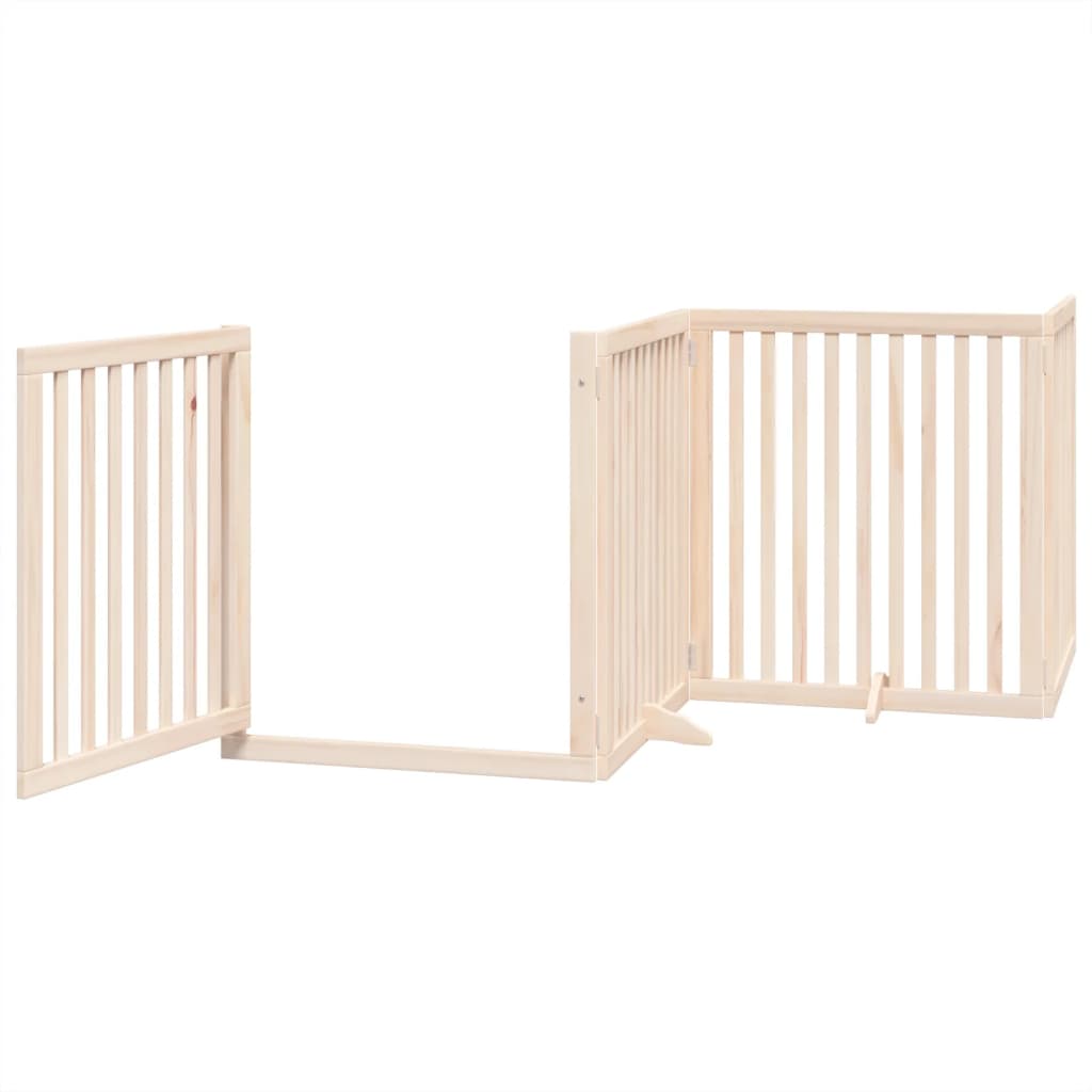 Dog Gate with Door Foldable 4 Panels 320 cm Poplar Wood