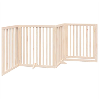 Dog Gate with Door Foldable 4 Panels 320 cm Poplar Wood