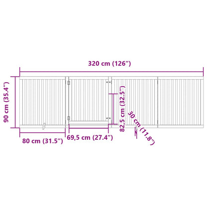 Dog Gate with Door Foldable 4 Panels 320 cm Poplar Wood