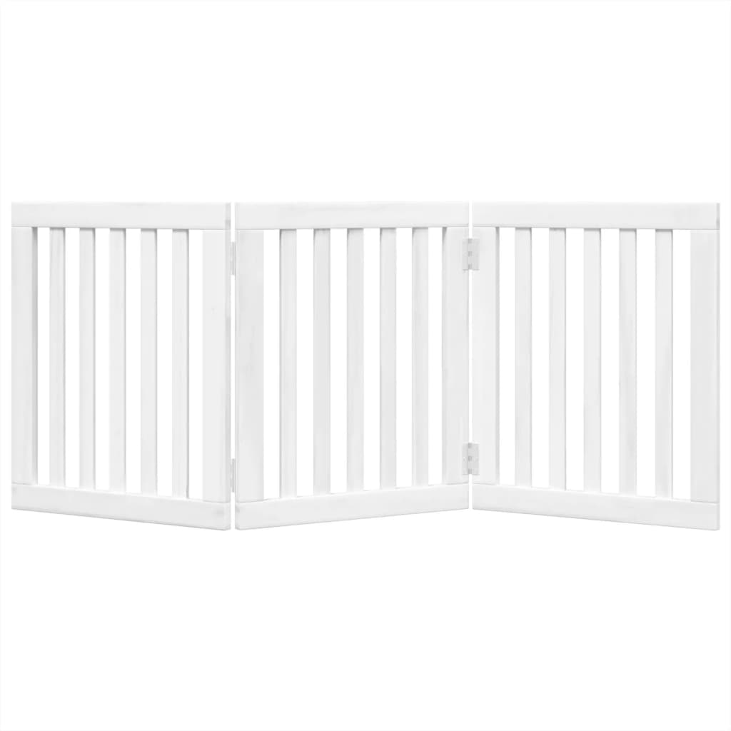 Dog Gate Foldable 3 Panels White 150 cm Poplar Wood