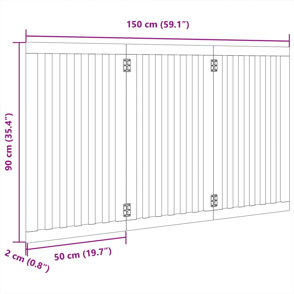 Dog Gate Foldable 3 Panels White 150 cm Poplar Wood