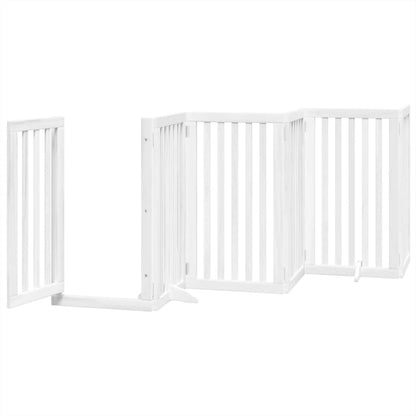 Dog Gate with Door Foldable 6 Panels White 300 cm Poplar Wood