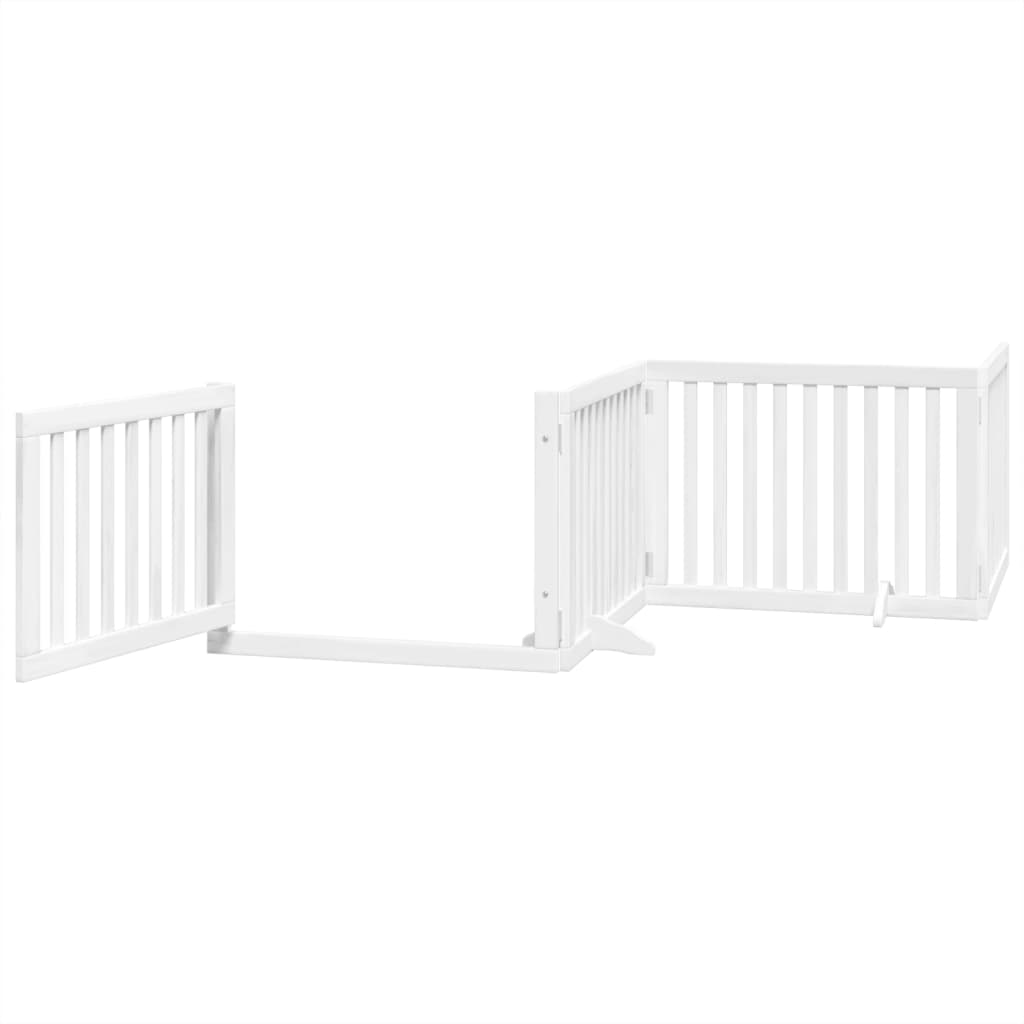 Dog Gate with Door Foldable 4 Panels White 320 cm Poplar Wood