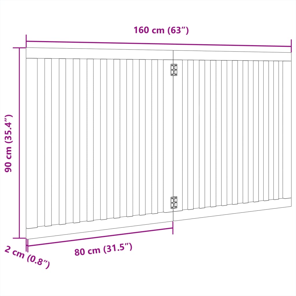 Dog Gate Foldable 2 Panels White 160 cm Poplar Wood