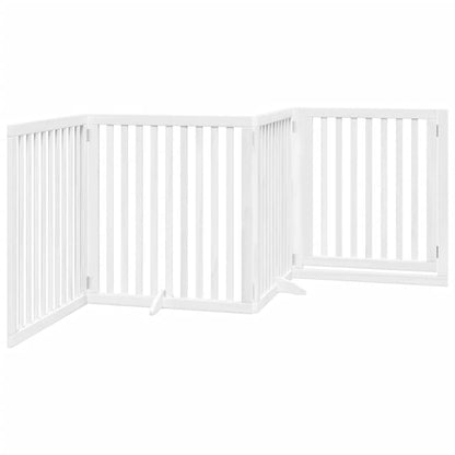 Dog Gate with Door Foldable 4 Panels White 320 cm Poplar Wood