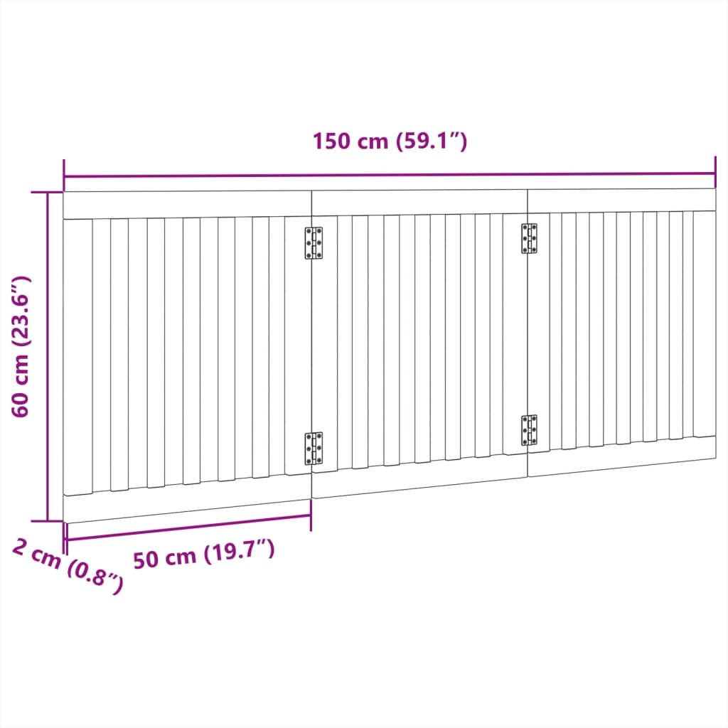 Dog Gate Foldable 3 Panels Black 150 cm Poplar Wood