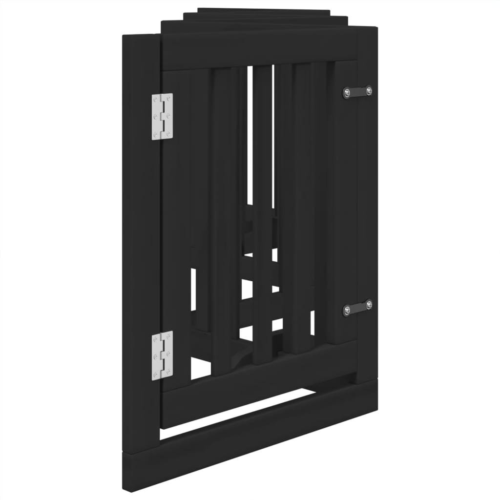 Dog Gate with Door Foldable 6 Panels Black 300 cm Poplar Wood