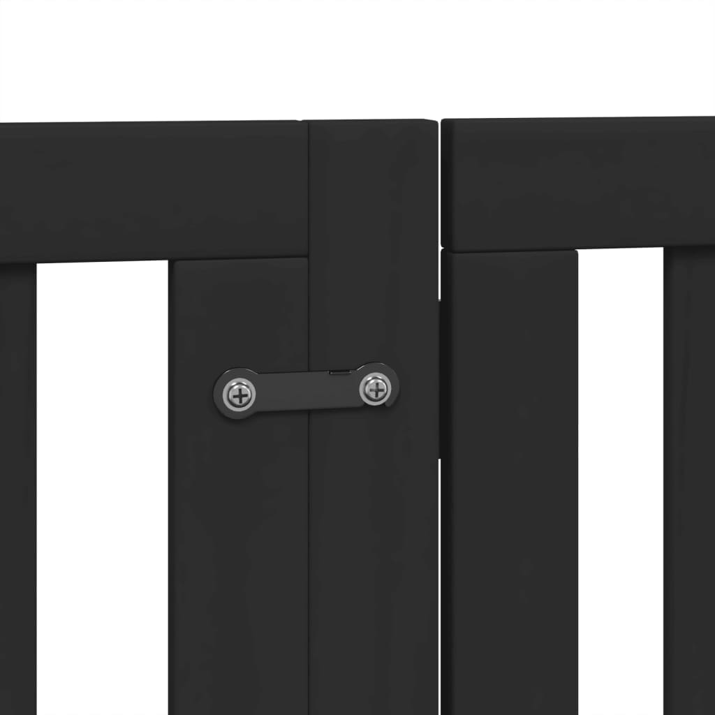 Dog Gate with Door Foldable 6 Panels Black 300 cm Poplar Wood