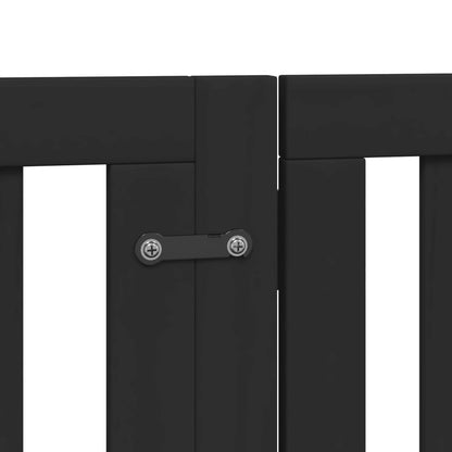 Dog Gate with Door Foldable 6 Panels Black 300 cm Poplar Wood