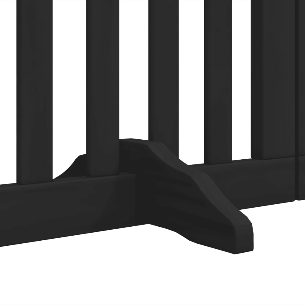 Dog Gate with Door Foldable 6 Panels Black 300 cm Poplar Wood