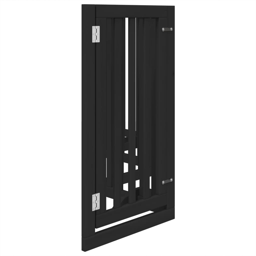 Dog Gate with Door Foldable 6 Panels Black 300 cm Poplar Wood