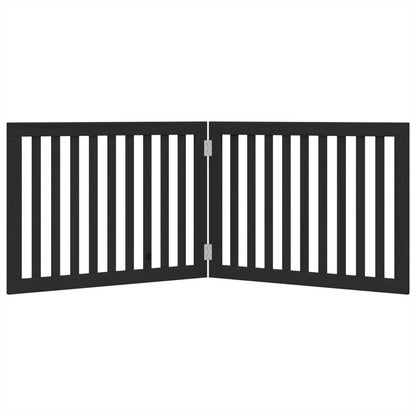 Dog Gate Foldable 2 Panels Black 160 cm Poplar Wood