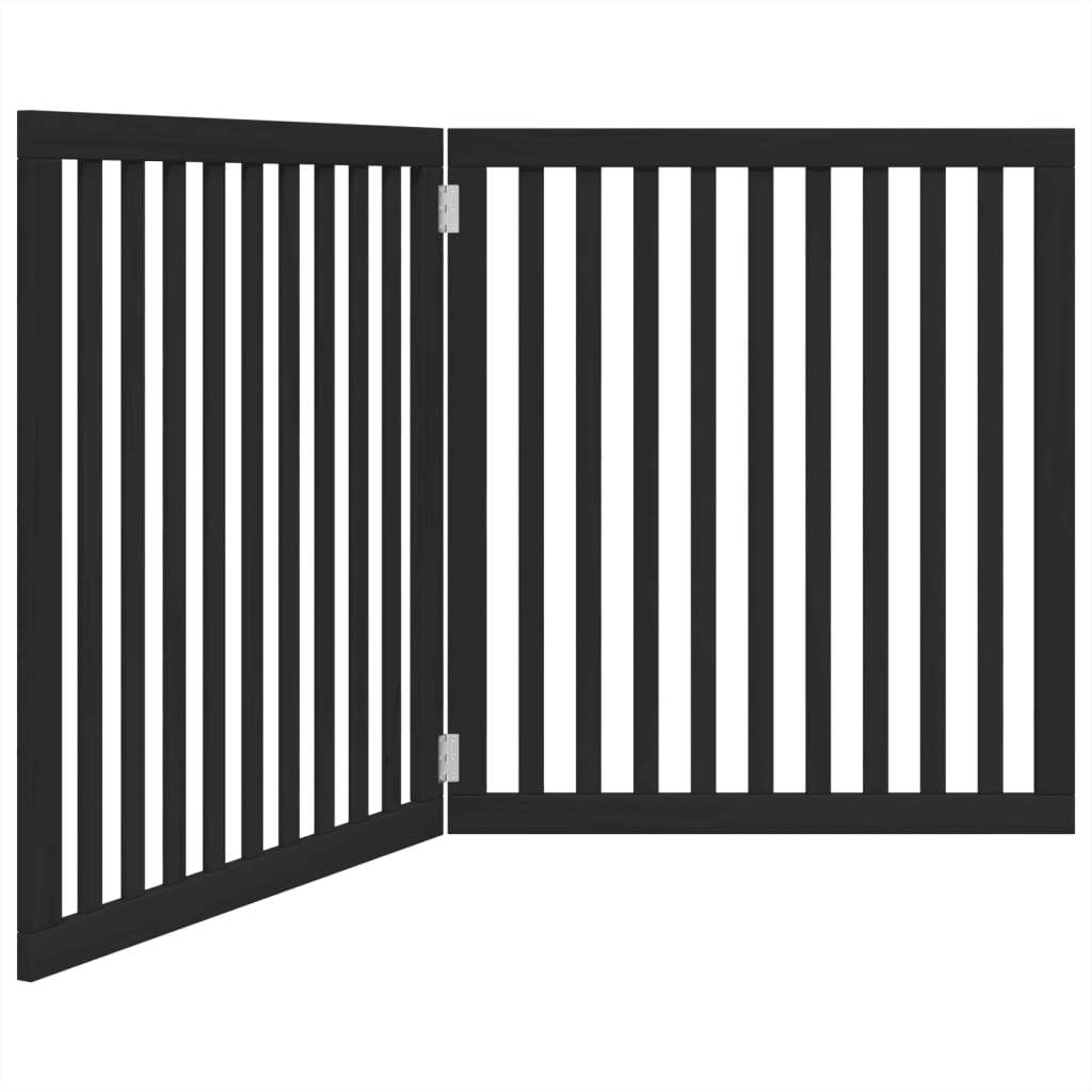 Dog Gate Foldable 2 Panels Black 160 cm Poplar Wood