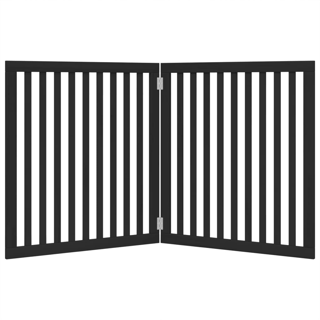 Dog Gate Foldable 2 Panels Black 160 cm Poplar Wood