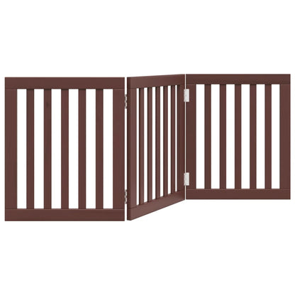 Dog Gate Foldable 3 Panels Brown 150 cm Poplar Wood