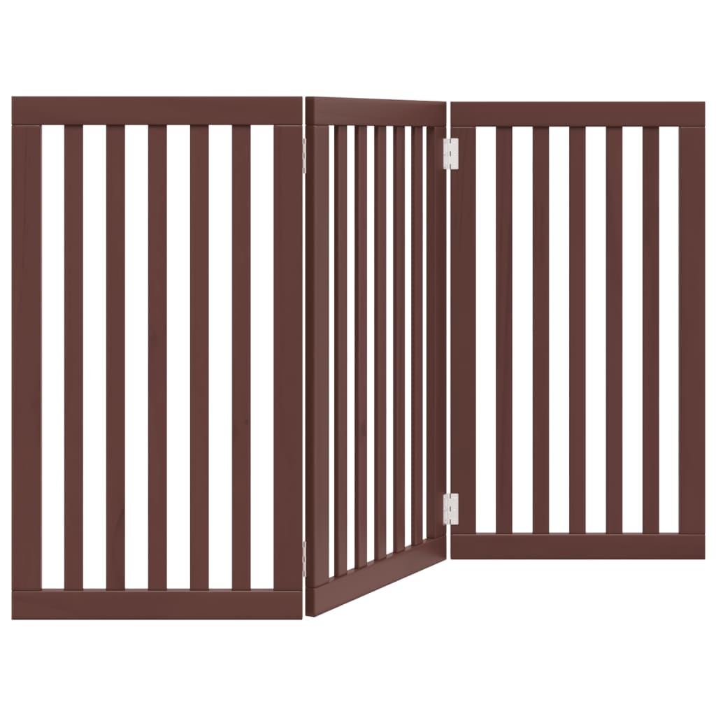 Dog Gate Foldable 3 Panels Brown 150 cm Poplar Wood