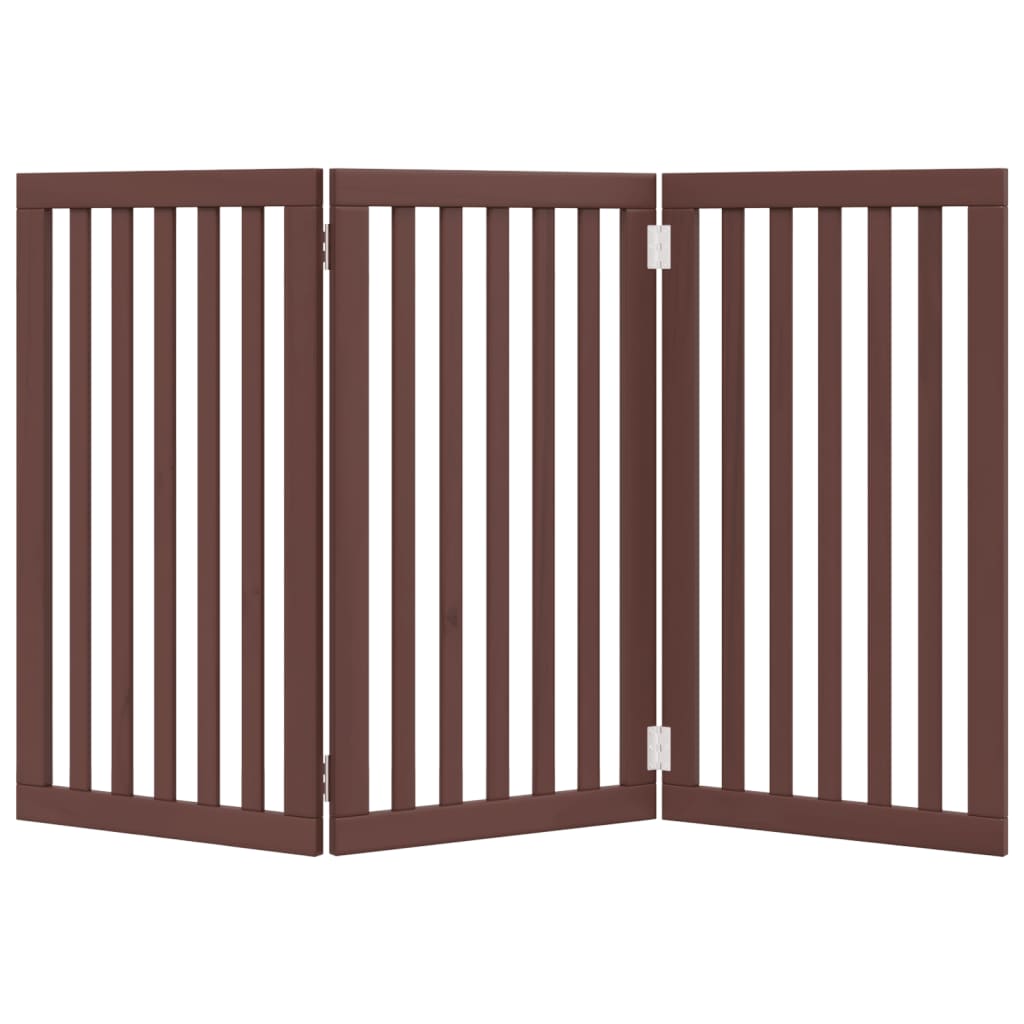 Dog Gate Foldable 3 Panels Brown 150 cm Poplar Wood