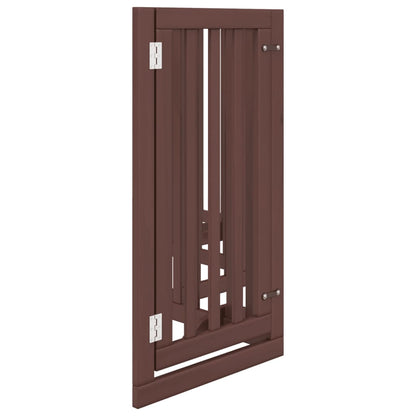 Dog Gate with Door Foldable 6 Panels Brown 300 cm Poplar Wood