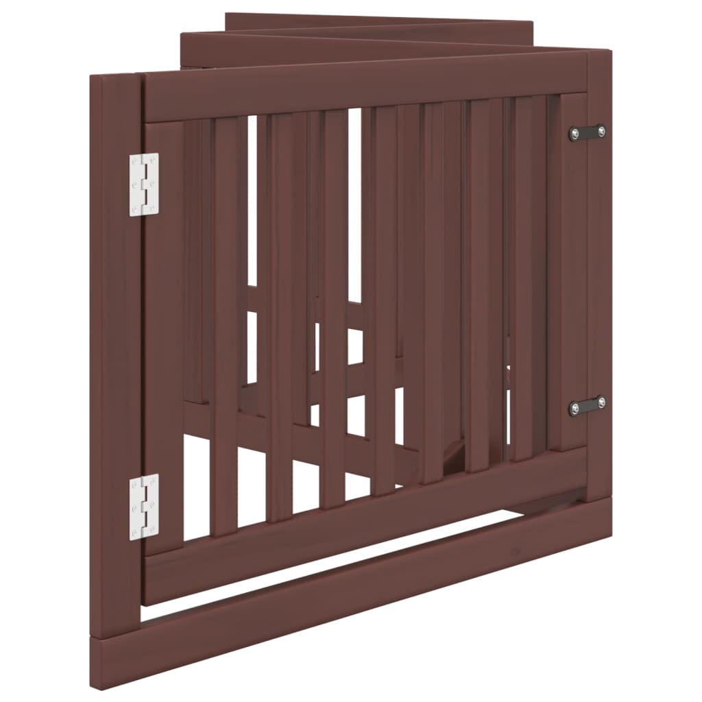 Dog Gate with Door Foldable 4 Panels Brown 320 cm Poplar Wood