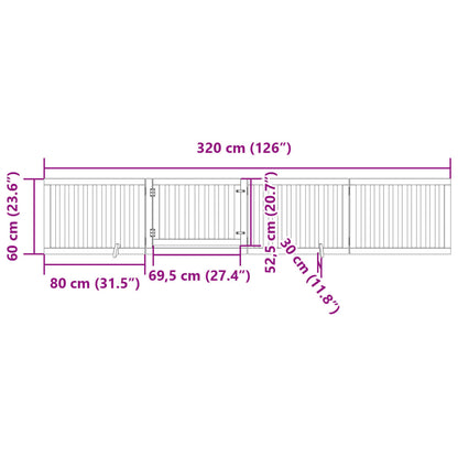 Dog Gate with Door Foldable 4 Panels Brown 320 cm Poplar Wood