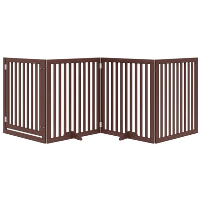 Dog Gate with Door Foldable 4 Panels Brown 320 cm Poplar Wood