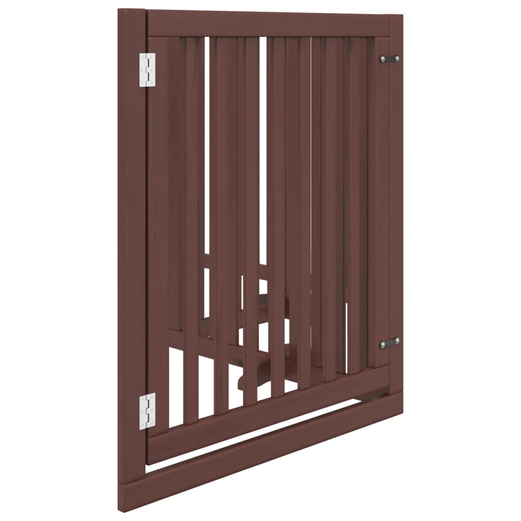 Dog Gate with Door Foldable 4 Panels Brown 320 cm Poplar Wood