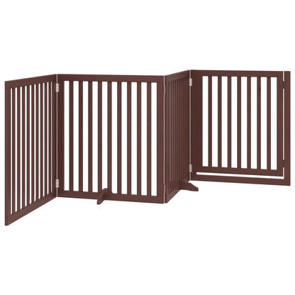 Dog Gate with Door Foldable 4 Panels Brown 320 cm Poplar Wood