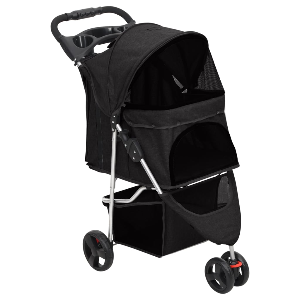 Folding Dog Stroller Black 80x46x98 cm Oxford Fabric