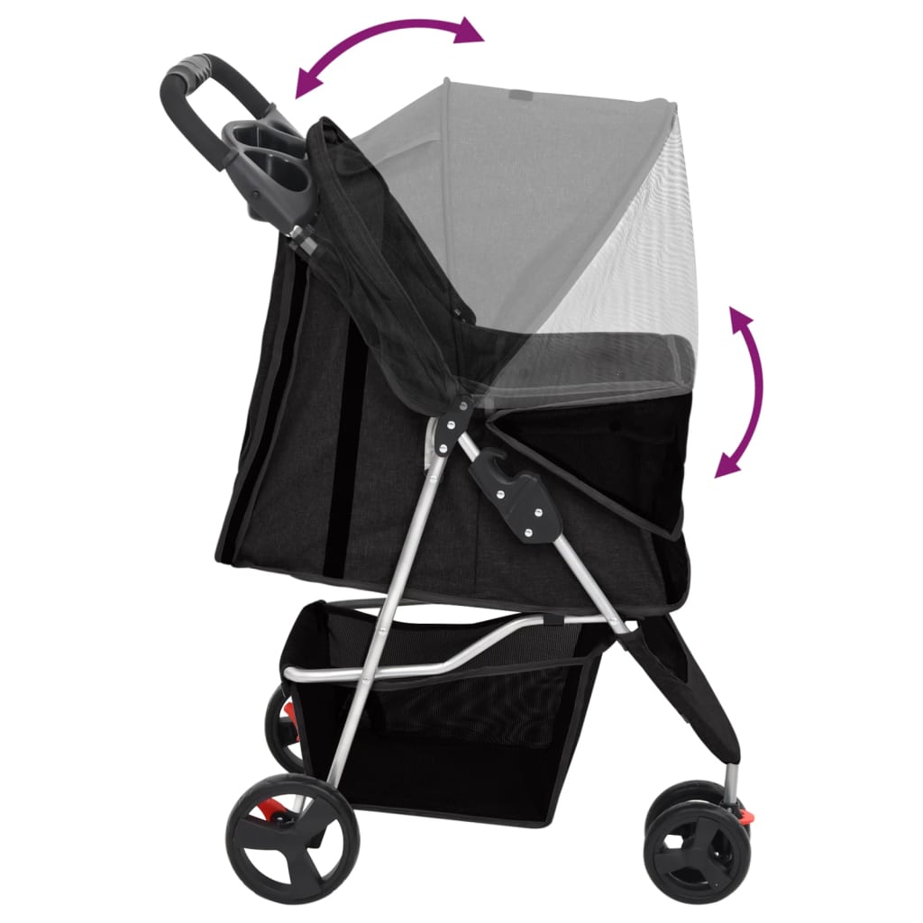 Folding Dog Stroller Black 80x46x98 cm Oxford Fabric