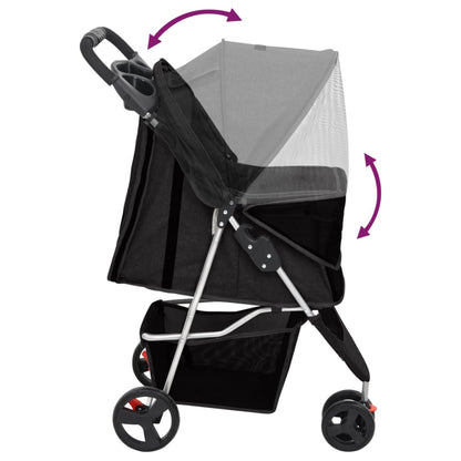 Folding Dog Stroller Black 80x46x98 cm Oxford Fabric