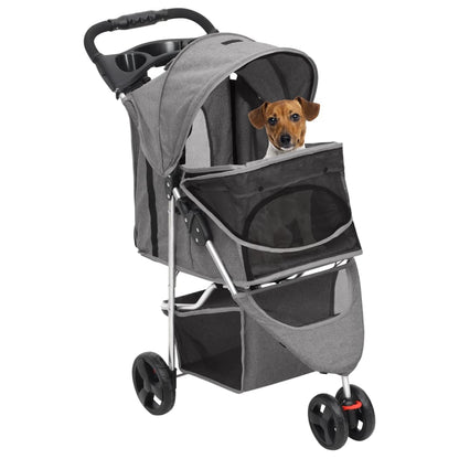 Folding Dog Stroller Grey 80x46x98 cm Oxford Fabric