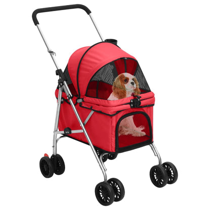 Folding Dog Stroller Red 76x50x100 cm Oxford Fabric