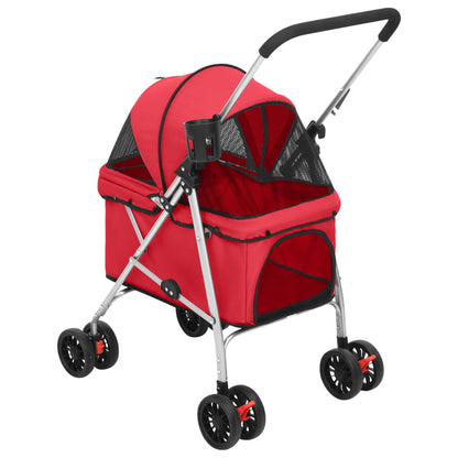 Folding Dog Stroller Red 76x50x100 cm Oxford Fabric