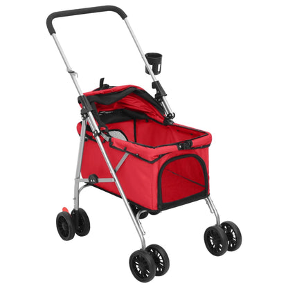 Folding Dog Stroller Red 76x50x100 cm Oxford Fabric