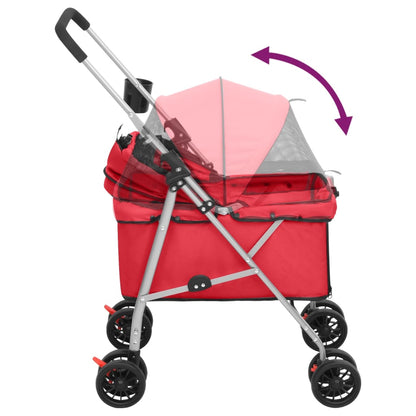 Folding Dog Stroller Red 76x50x100 cm Oxford Fabric