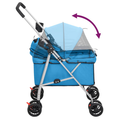 Folding Dog Stroller Blue 76x50x100 cm Oxford Fabric