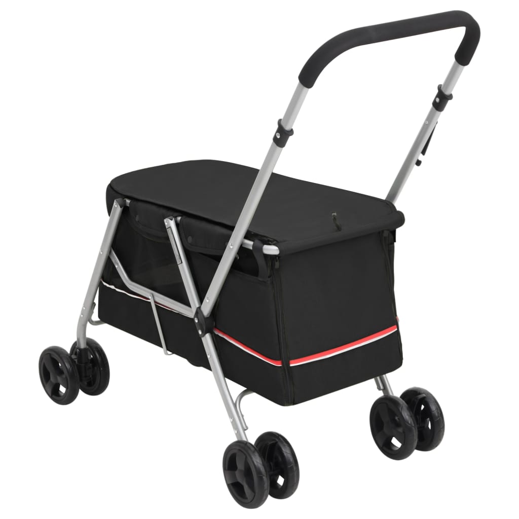 Folding Dog Stroller Black 100x49x96 cm Linen Fabric