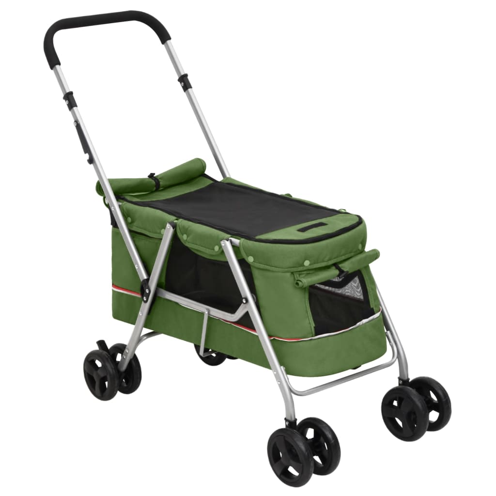 Folding Dog Stroller Green 100x49x96 cm Linen Fabric