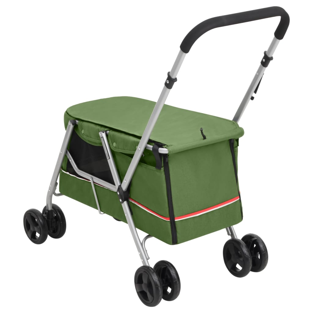 Folding Dog Stroller Green 100x49x96 cm Linen Fabric