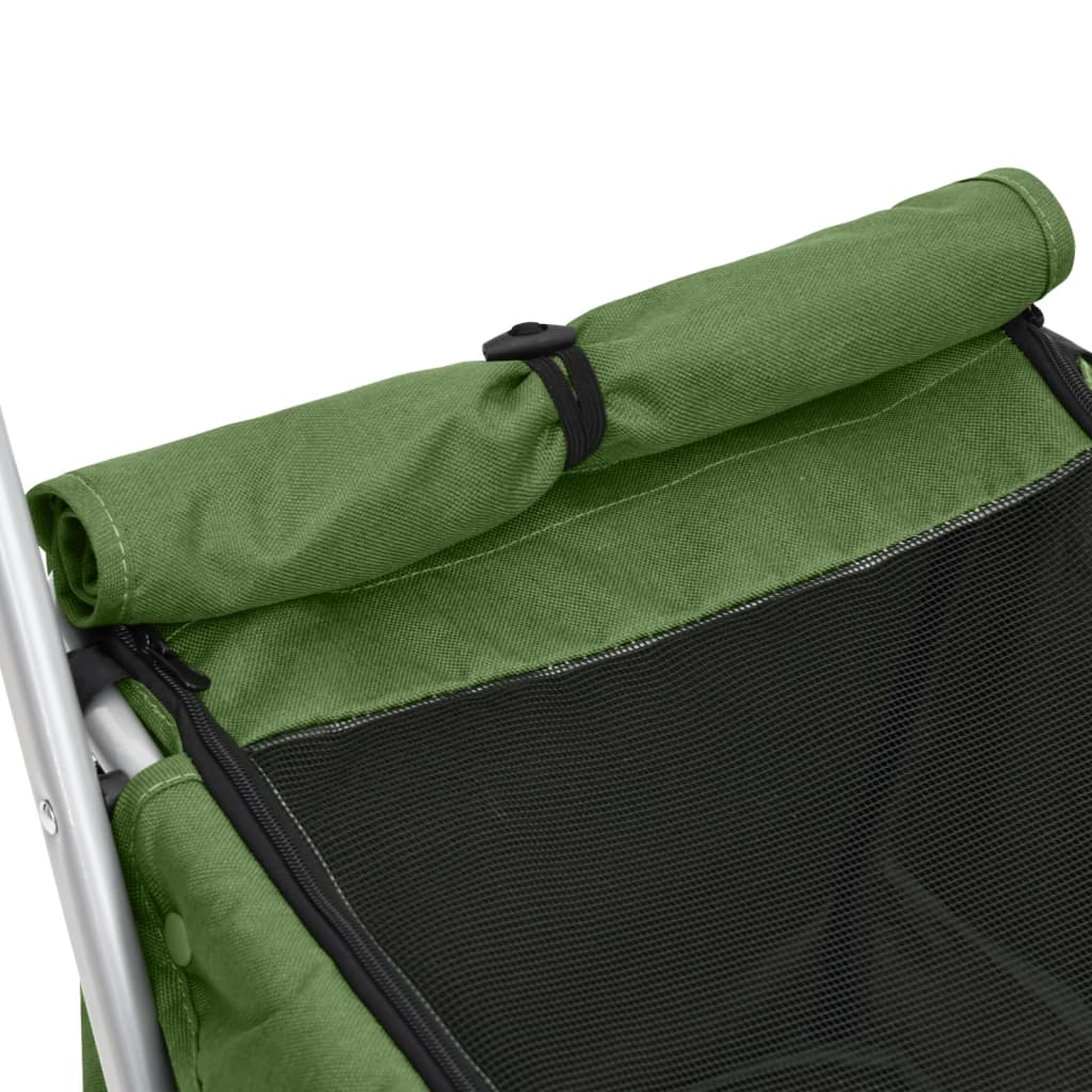 Folding Dog Stroller Green 100x49x96 cm Linen Fabric