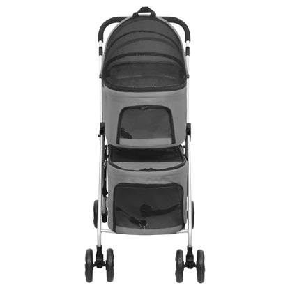 2-Layers Folding Dog Stroller Grey 83x48x97 cm Oxford Fabric