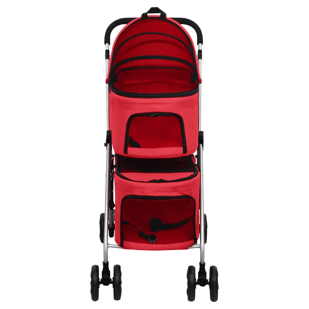 2-Layers Folding Dog Stroller Red 83x48x97 cm Oxford Fabric